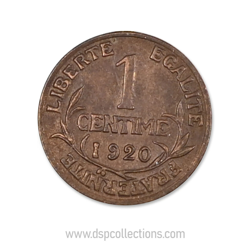 FRANCE, pièce de 1 Centime Daniel Dupuis 1920