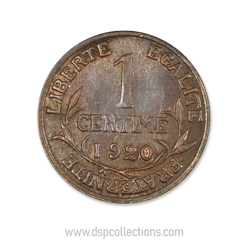 FRANCE, pièce de 1 Centime Daniel Dupuis 1920