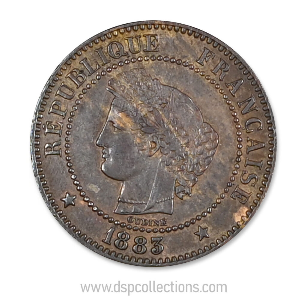 FRANCE, pièce de 2 Centimes Cérès, 1883 A / Paris