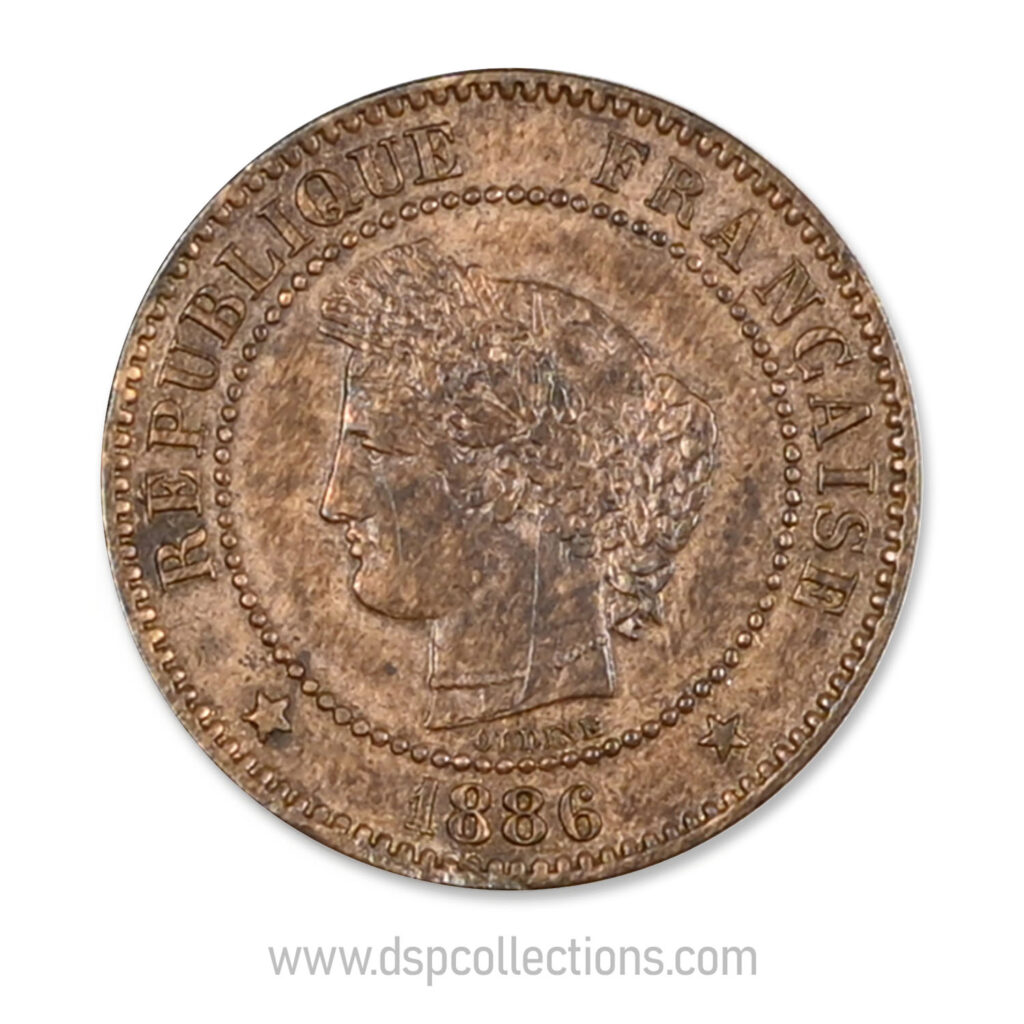 FRANCE, pièce de 2 Centimes Cérès, 1886 A / Paris