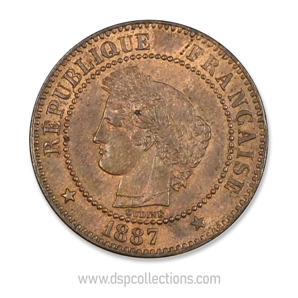 FRANCE, pièce de 2 Centimes Cérès, 1887 A / Paris