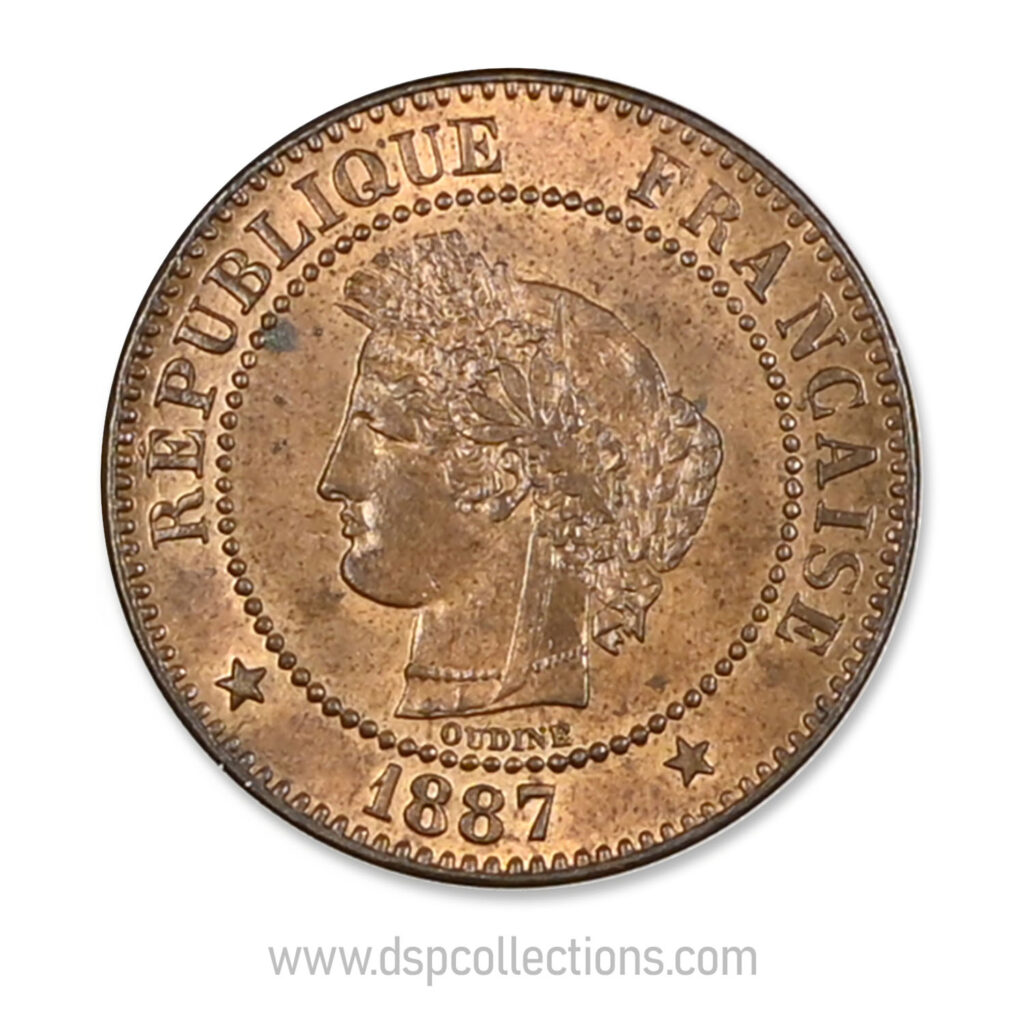 FRANCE, pièce de 2 Centimes Cérès, 1887 A / Paris