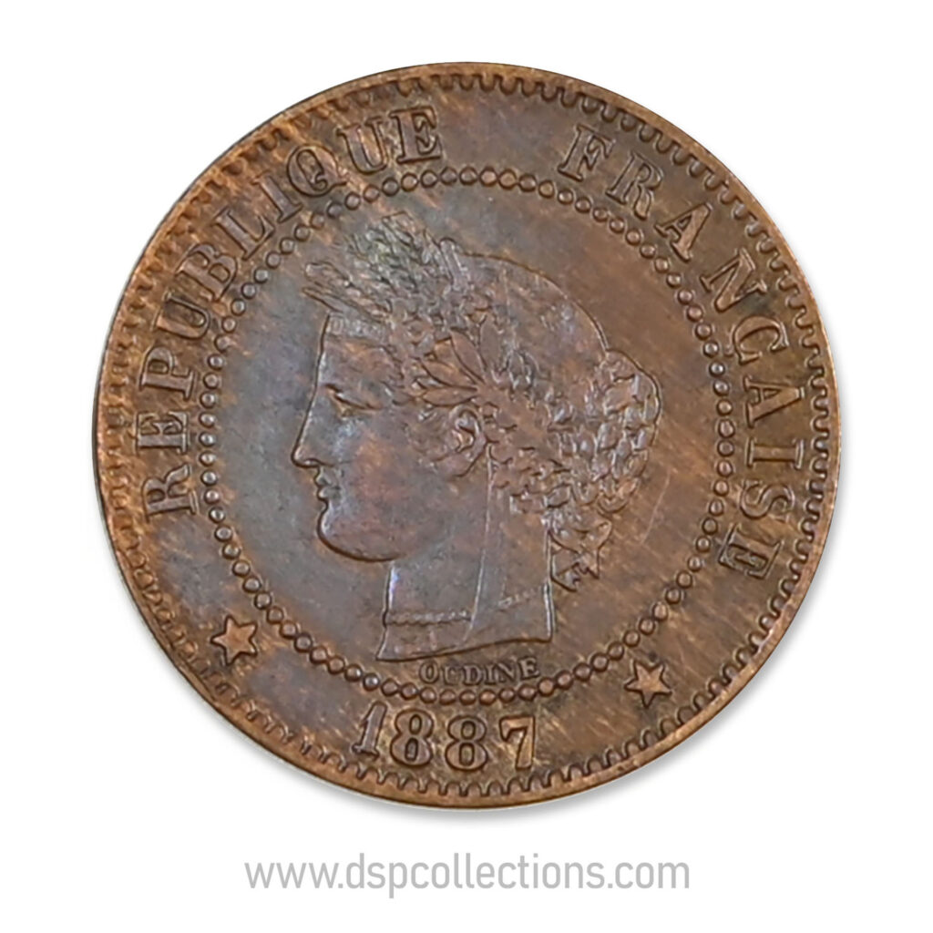 FRANCE, pièce de 2 Centimes Cérès, 1887 A / Paris