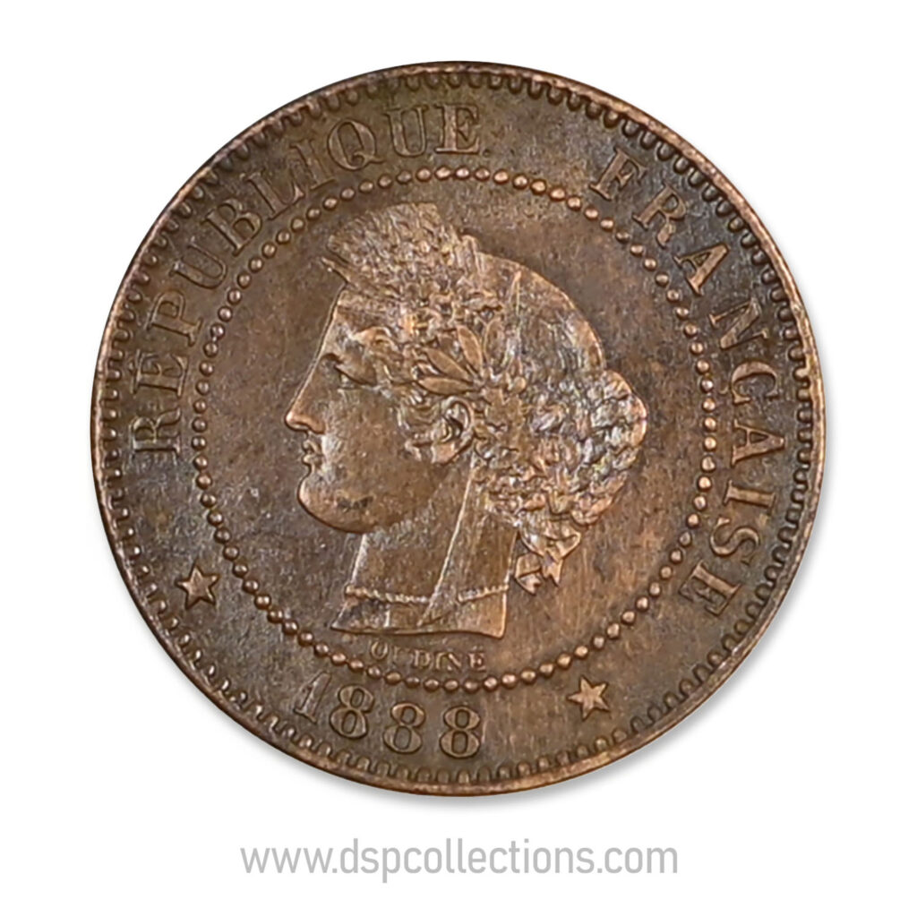 FRANCE, pièce de 2 Centimes Cérès, 1888 A / Paris