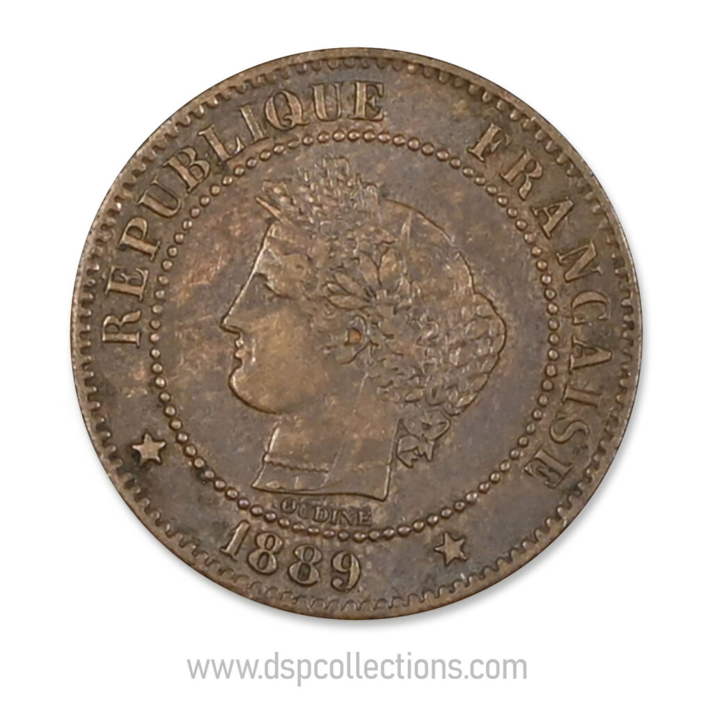 FRANCE, pièce de 2 Centimes Cérès, 1889 A / Paris