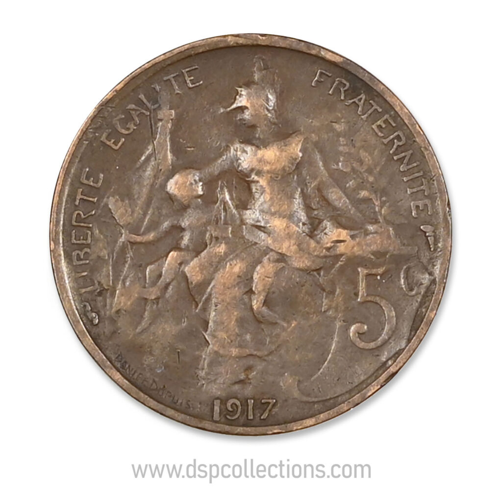 FRANCE, pièce de 5 Centimes Daniel Dupuis 1917