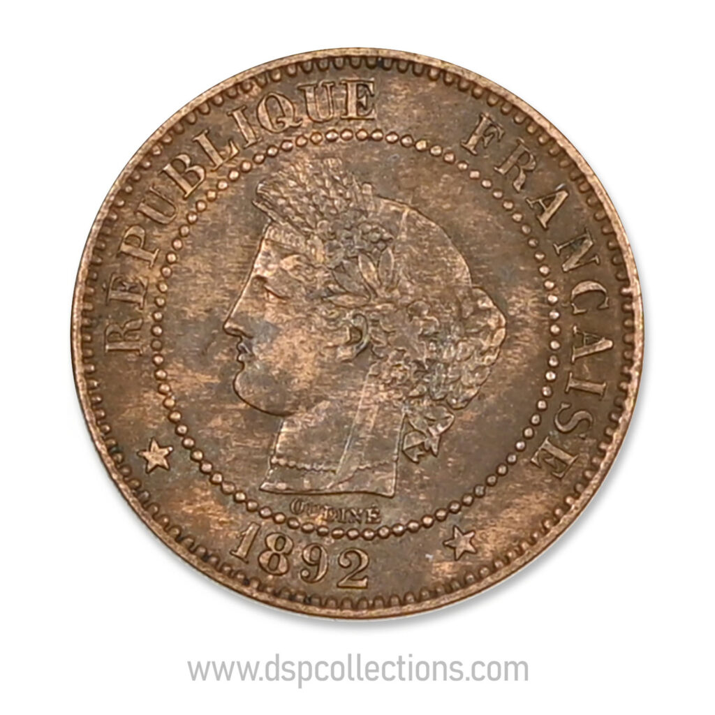 FRANCE, pièce de 2 Centimes Cérès, 1892 A / Paris