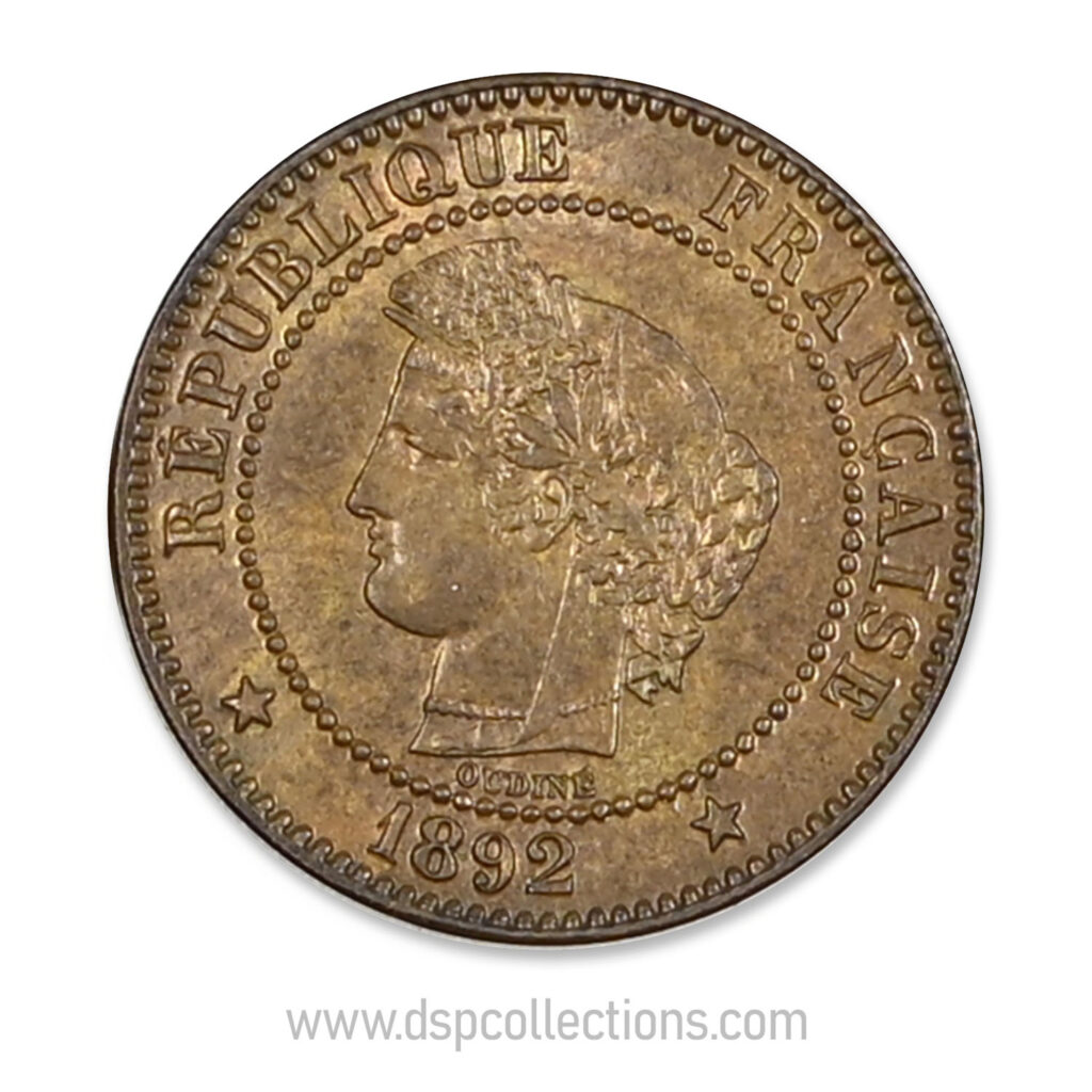 FRANCE, pièce de 2 Centimes Cérès, 1892 A / Paris