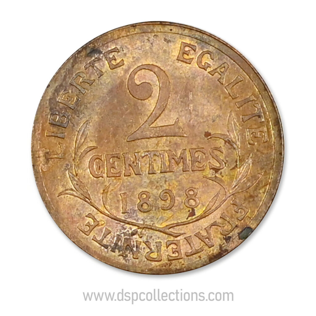 FRANCE, pièce de 2 Centimes Daniel Dupuis 1898