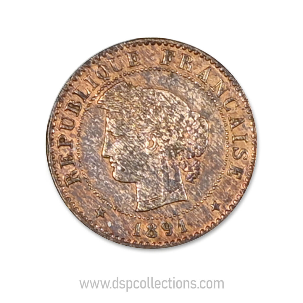 FRANCE, pièce de 1 Centime Cérès, 1891 A / Paris