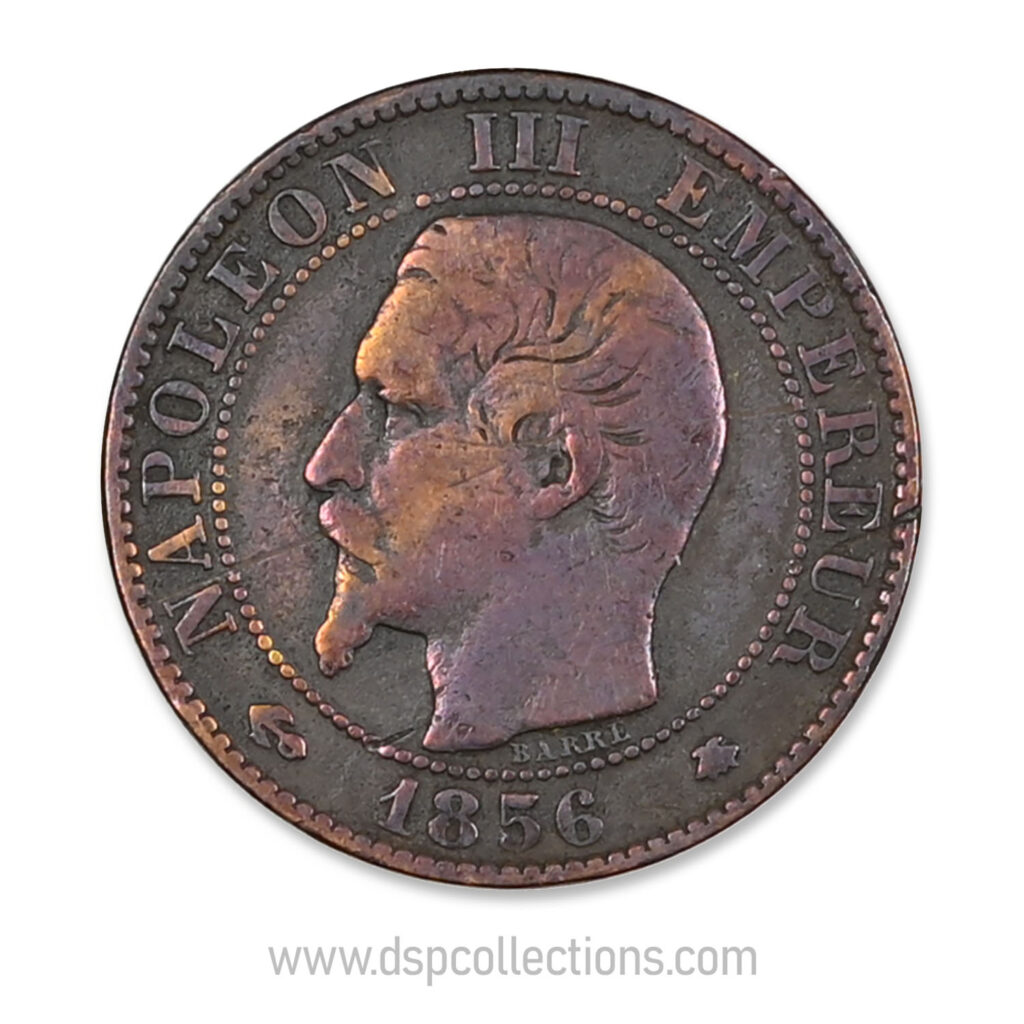 FRANCE, pièce de 5 Centimes Napoléon III, 1856 BB / Strasbourg