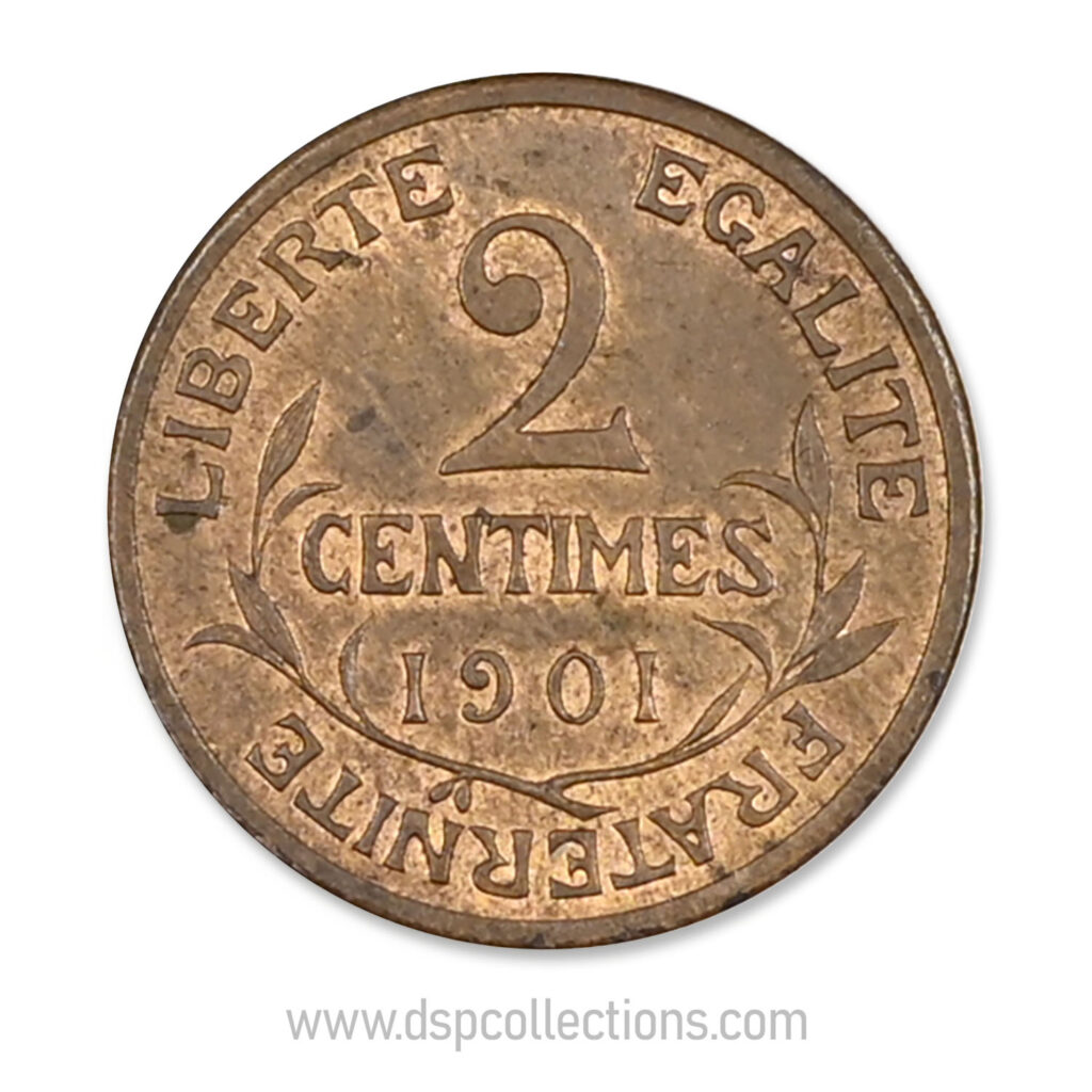 FRANCE, pièce de 2 Centimes Daniel Dupuis 1901