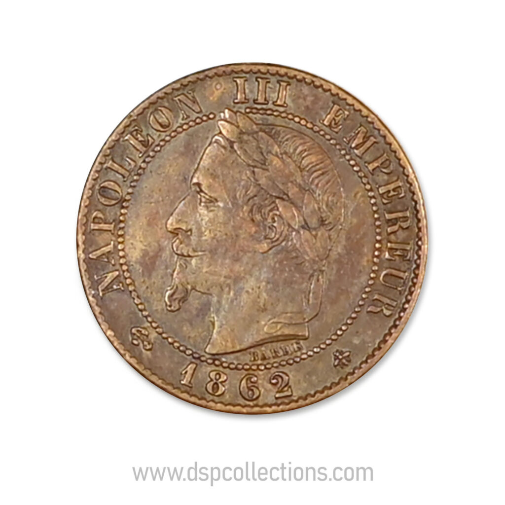 FRANCE, pièce de 1 Centime Napoléon III, 1862 A / Paris