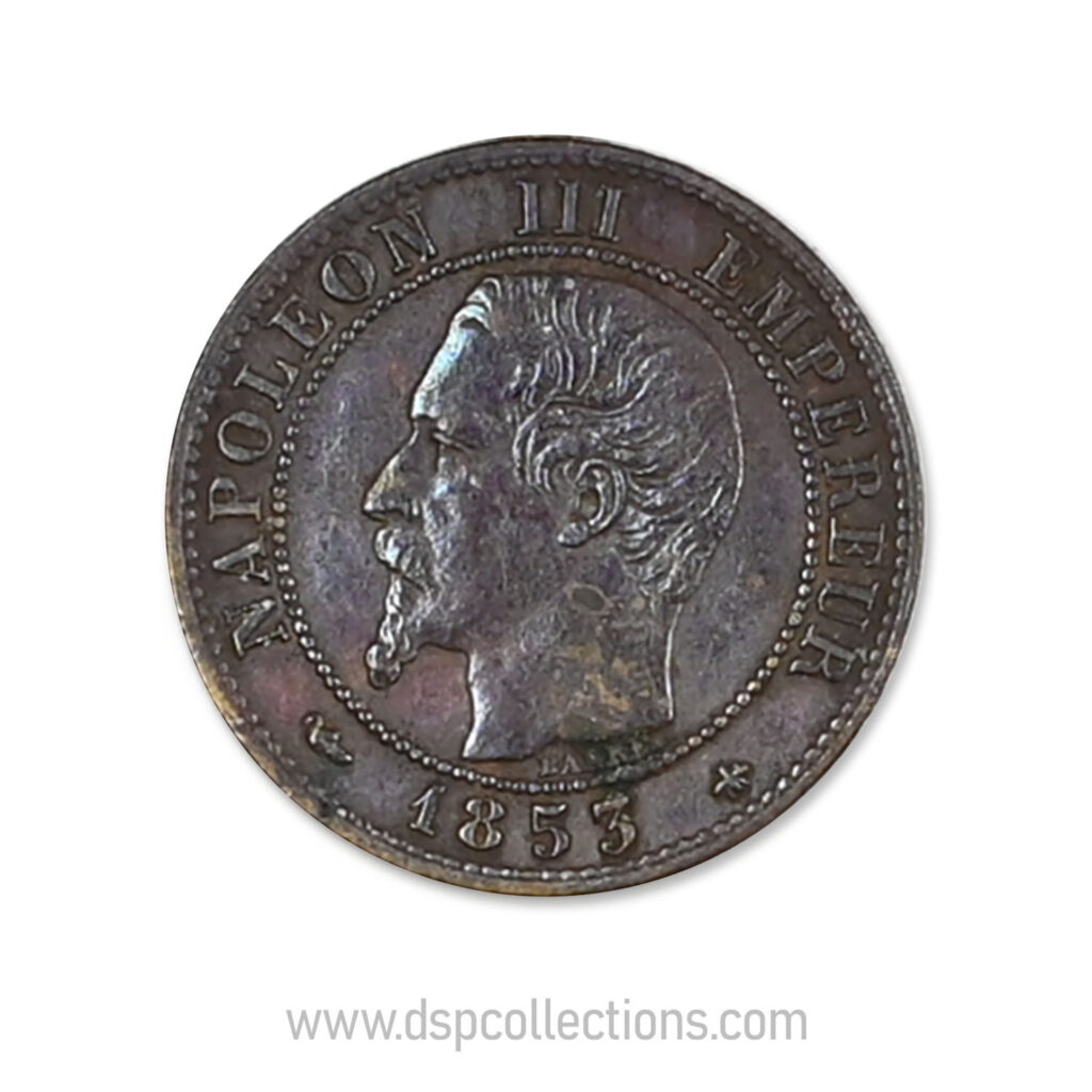 FRANCE, pièce de 1 Centime Napoléon III, 1853 BB / Strasbourg