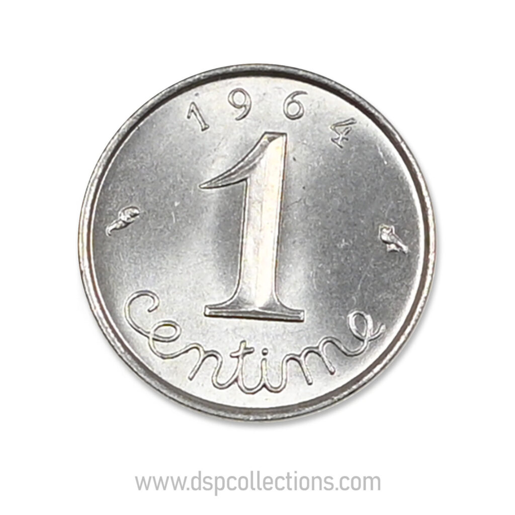 FRANCE, pièce de 1 Centime Épi 1964 à rebord