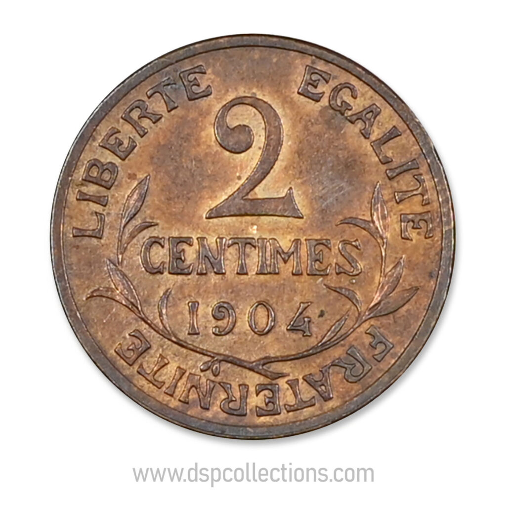 FRANCE, pièce de 2 Centimes Daniel Dupuis 1904