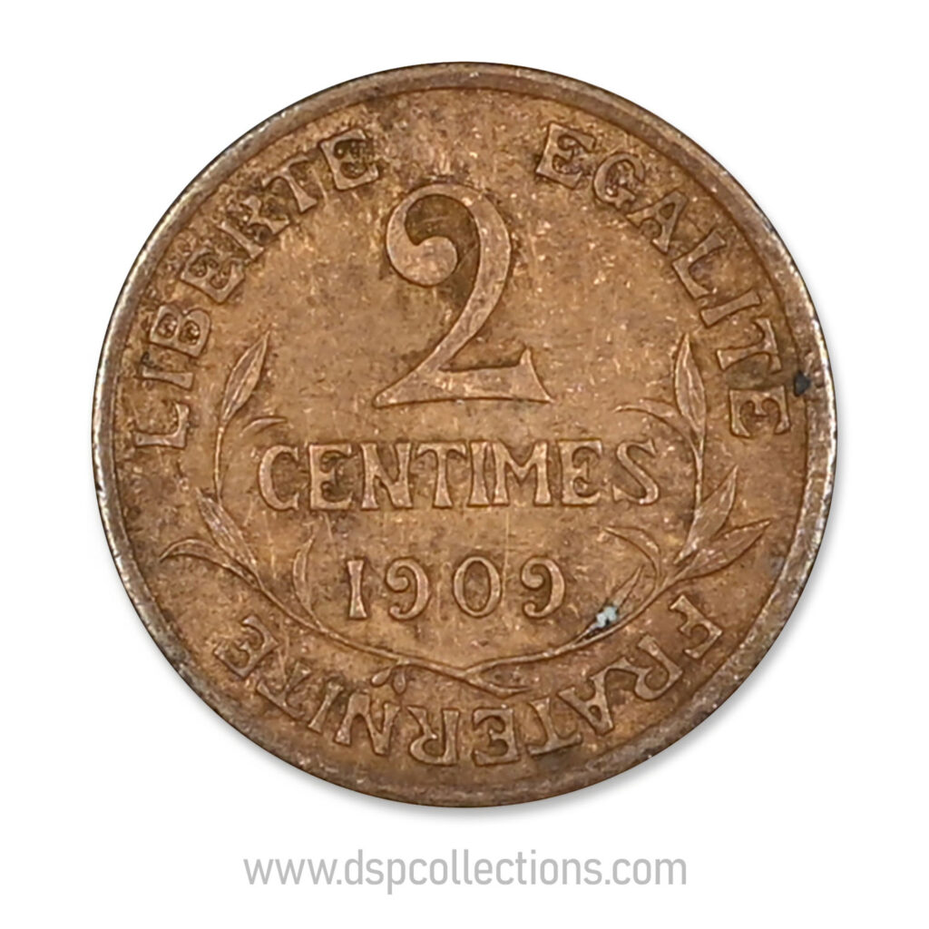 FRANCE, pièce de 2 Centimes Daniel Dupuis 1909