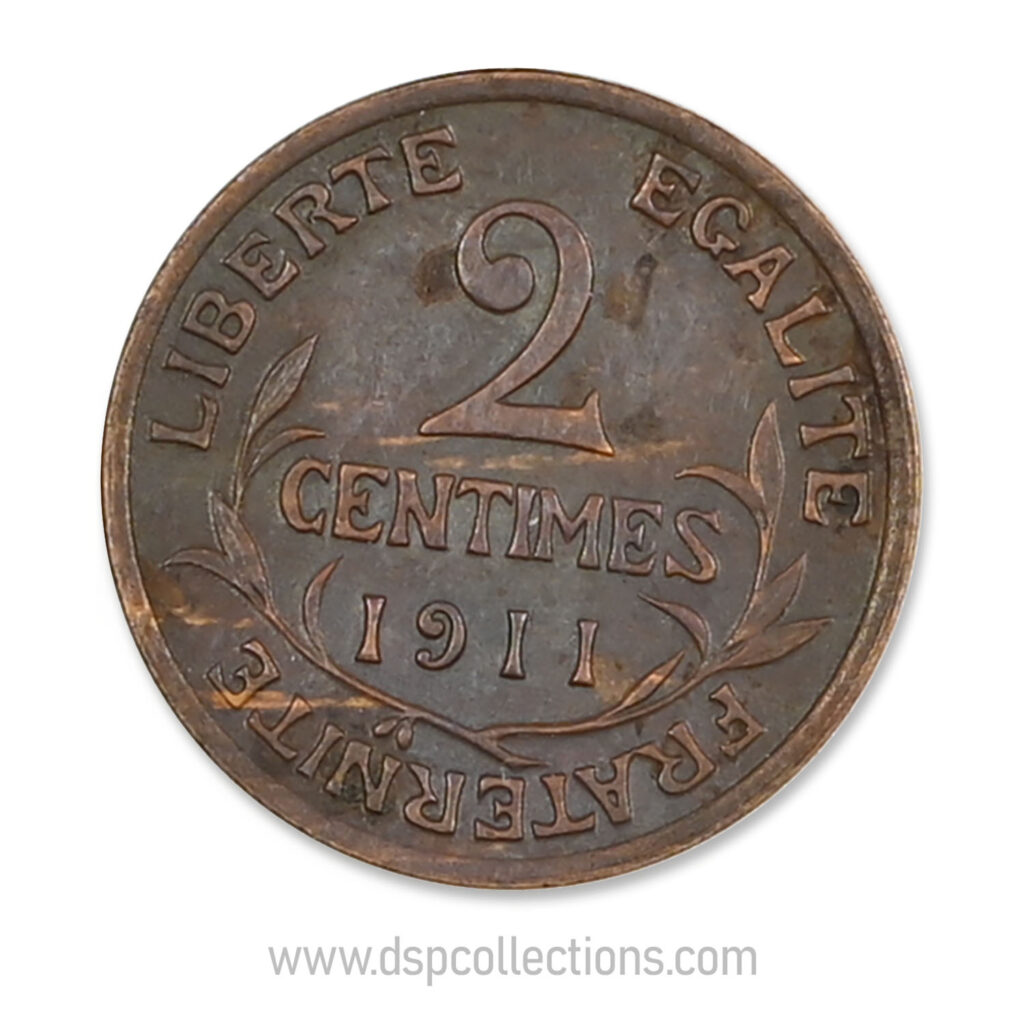 FRANCE, pièce de 2 Centimes Daniel Dupuis 1911