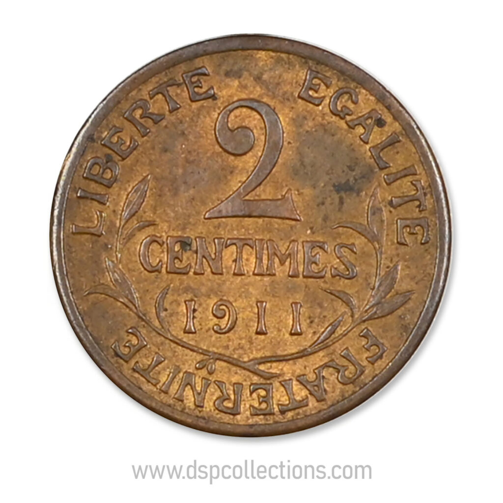 FRANCE, pièce de 2 Centimes Daniel Dupuis 1911