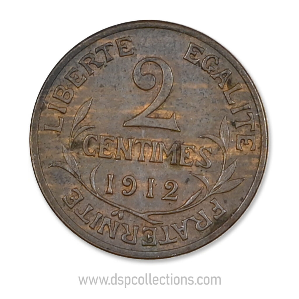 FRANCE, pièce de 2 Centimes Daniel Dupuis 1912