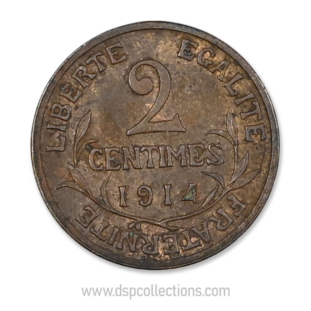 FRANCE, pièce de 2 Centimes Daniel Dupuis 1914