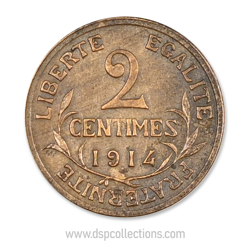 FRANCE, pièce de 2 Centimes Daniel Dupuis 1914