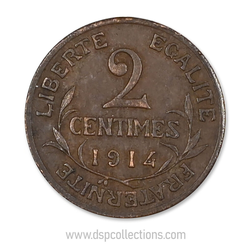 FRANCE, pièce de 2 Centimes Daniel Dupuis 1914