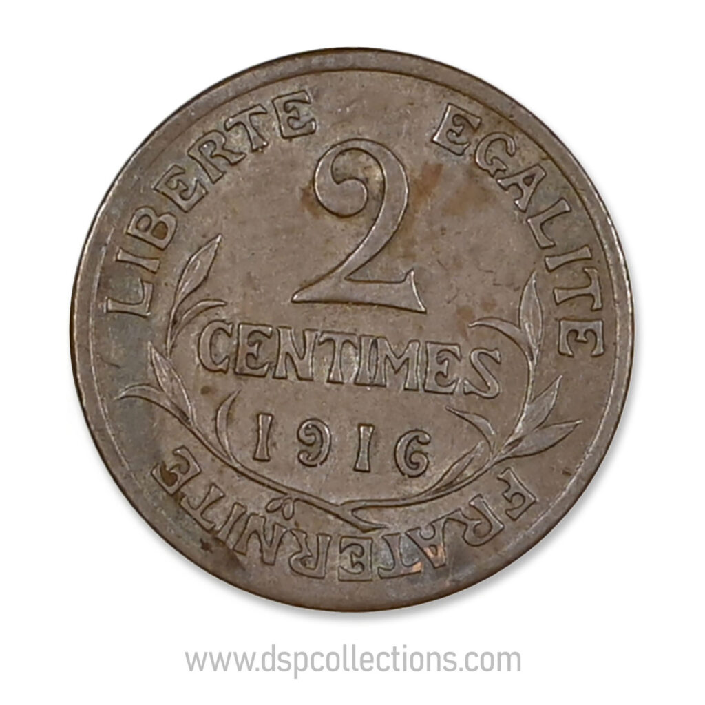 FRANCE, pièce de 2 Centimes Daniel Dupuis 1916