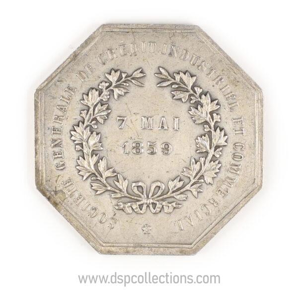 Jeton octogonal Société Générale de crédit industriel et commercial 1859 en argent – Image 2