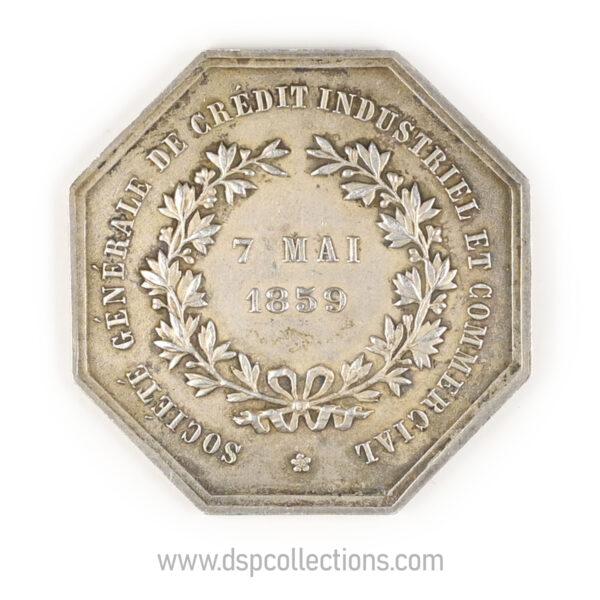 Jeton octogonal Société Générale de crédit industriel et commercial 1859 en argent – Image 2