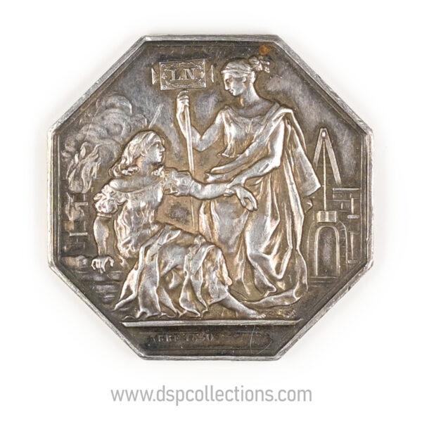 Jeton octogonal Assurance Incendie La Nationale 1817 en argent