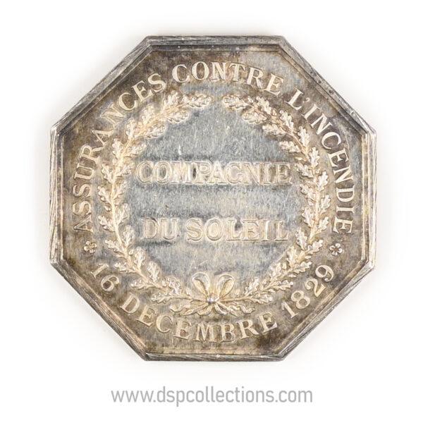 Jeton octogonal Assurance Incendie La Compagnie du Soleil 1829 en argent – Image 2