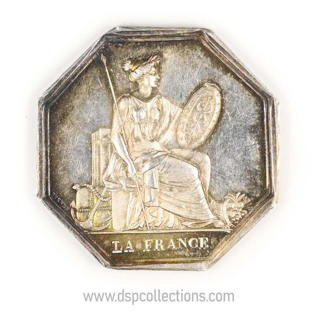 Jeton octogonal Assurance sur la vie La France 1843 en argent