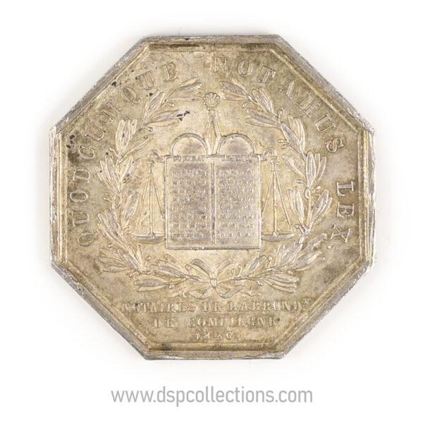 Jeton octogonal Notaires de Compiègne 1830 en argent – Image 2