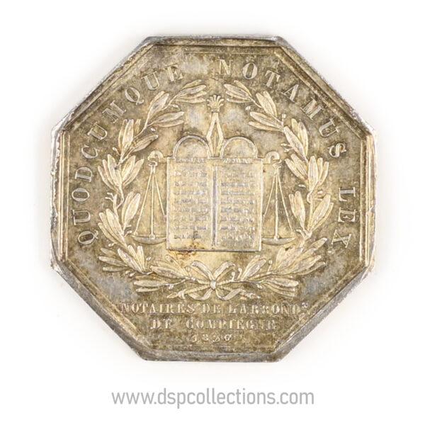 Jeton octogonal Notaires de Compiègne 1830 en argent – Image 2