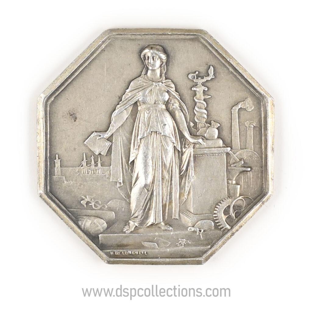 Jeton octogonal Société Générale de crédit industriel et commercial 1859 en argent