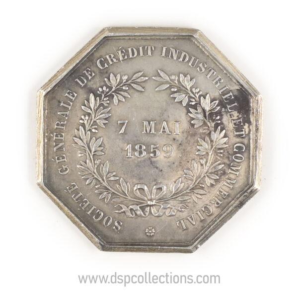 Jeton octogonal Société Générale de crédit industriel et commercial 1859 en argent – Image 2