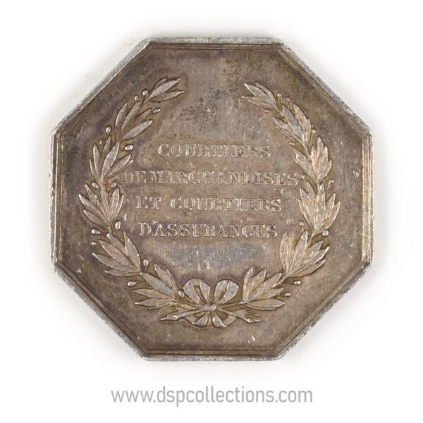 Jeton octogonal Courtiers Bourse de Paris 1833 en argent par Domard – Image 2