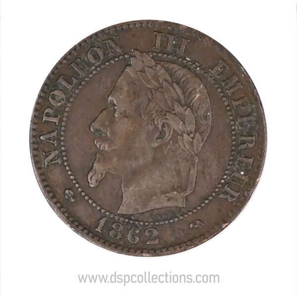 FRANCE, pièce de 2 Centimes Napoléon III, 1862 K / Bordeaux