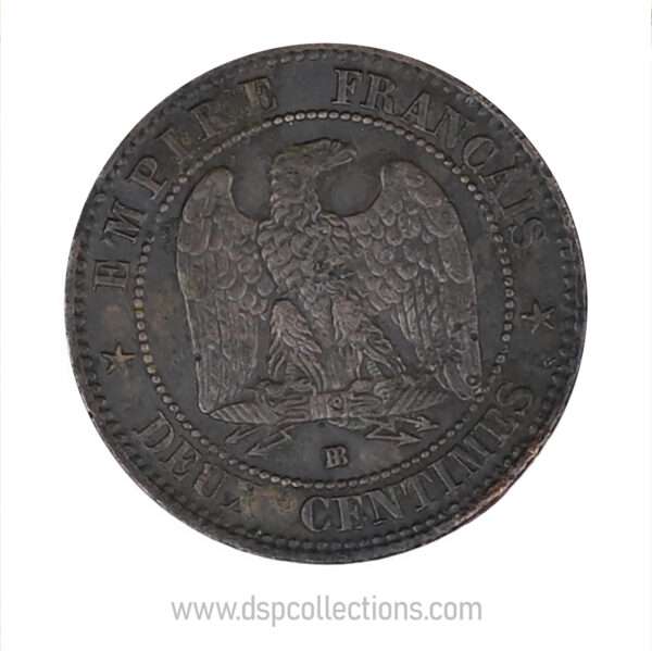 FRANCE, pièce de 2 Centimes Napoléon III, 1862 BB / Strasbourg – Image 2