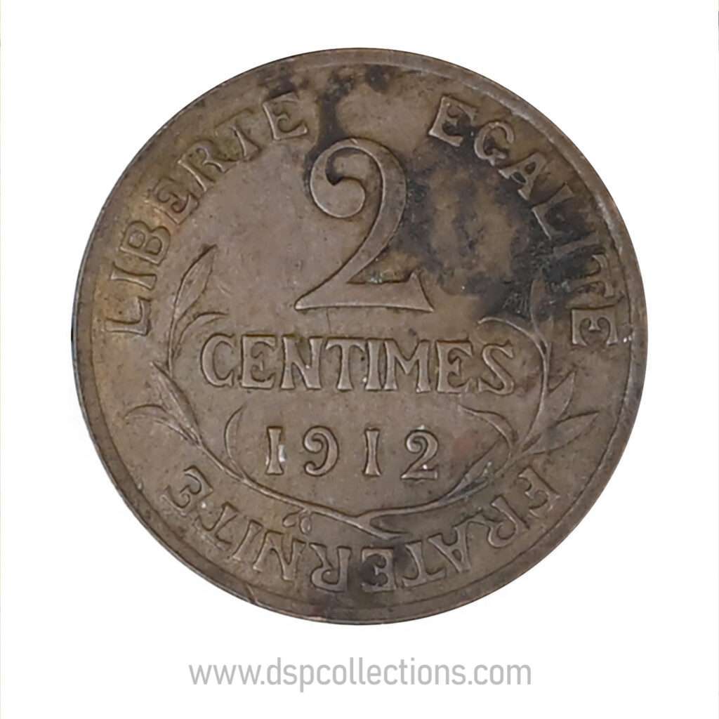 FRANCE, pièce de 2 Centimes Daniel Dupuis 1912