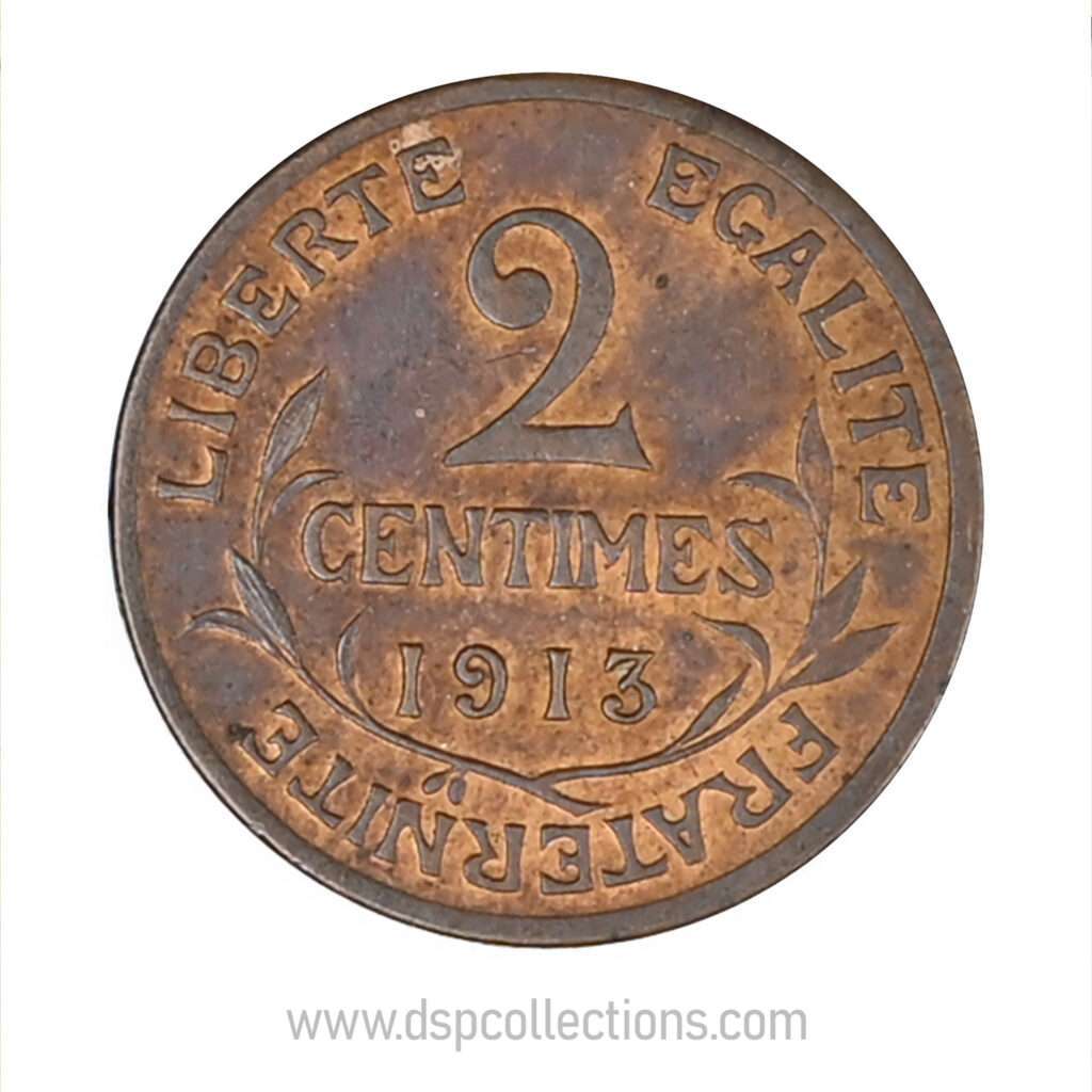 FRANCE, pièce de 2 Centimes Daniel Dupuis 1913
