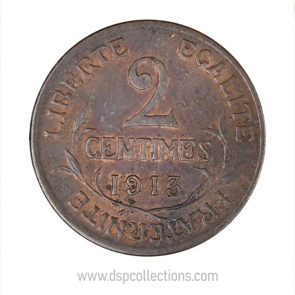 FRANCE, pièce de 2 Centimes Daniel Dupuis 1913