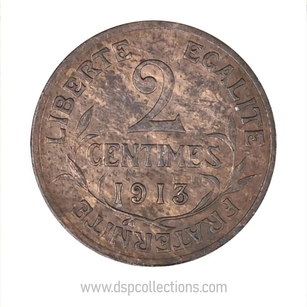 FRANCE, pièce de 2 Centimes Daniel Dupuis 1913