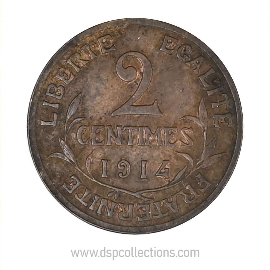 FRANCE, pièce de 2 Centimes Daniel Dupuis 1914