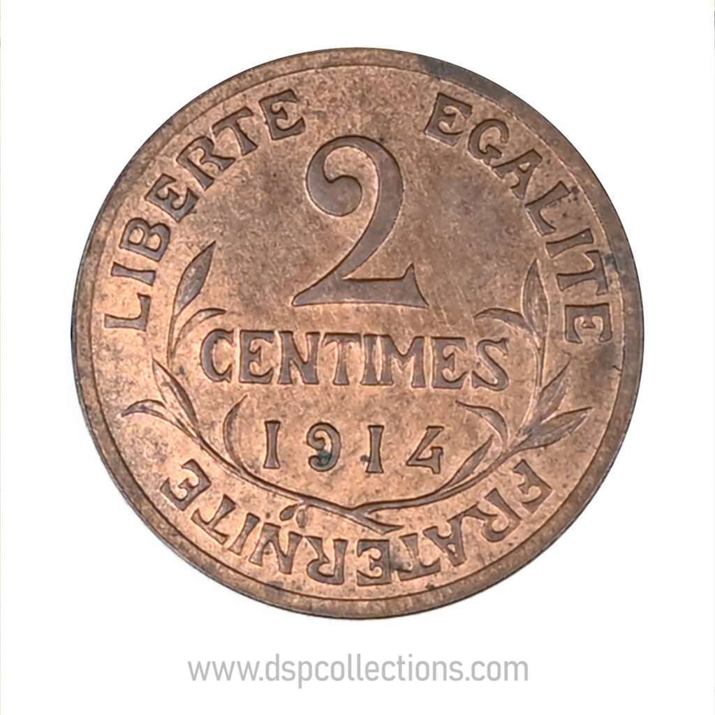 FRANCE, pièce de 2 Centimes Daniel Dupuis 1914
