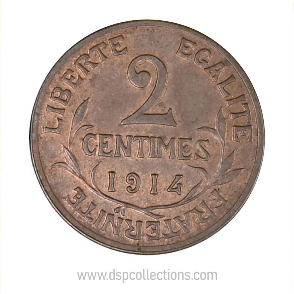 FRANCE, pièce de 2 Centimes Daniel Dupuis 1914
