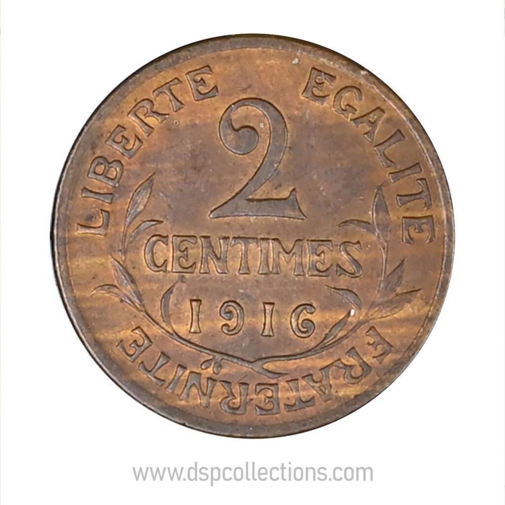 FRANCE, pièce de 2 Centimes Daniel Dupuis 1916