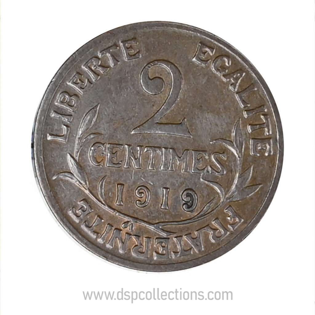 FRANCE, pièce de 2 Centimes Daniel Dupuis 1919