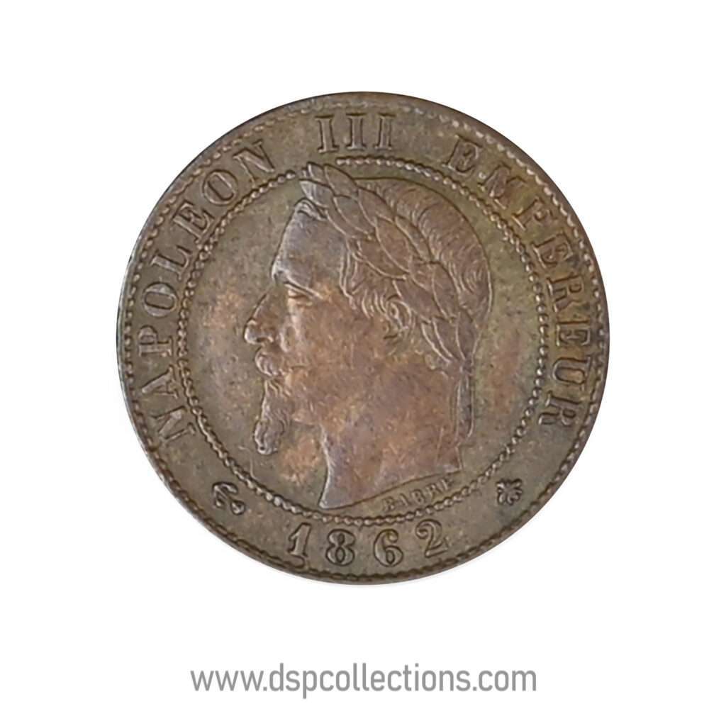 FRANCE, pièce de 1 Centime Napoléon III, 1862 A / Paris